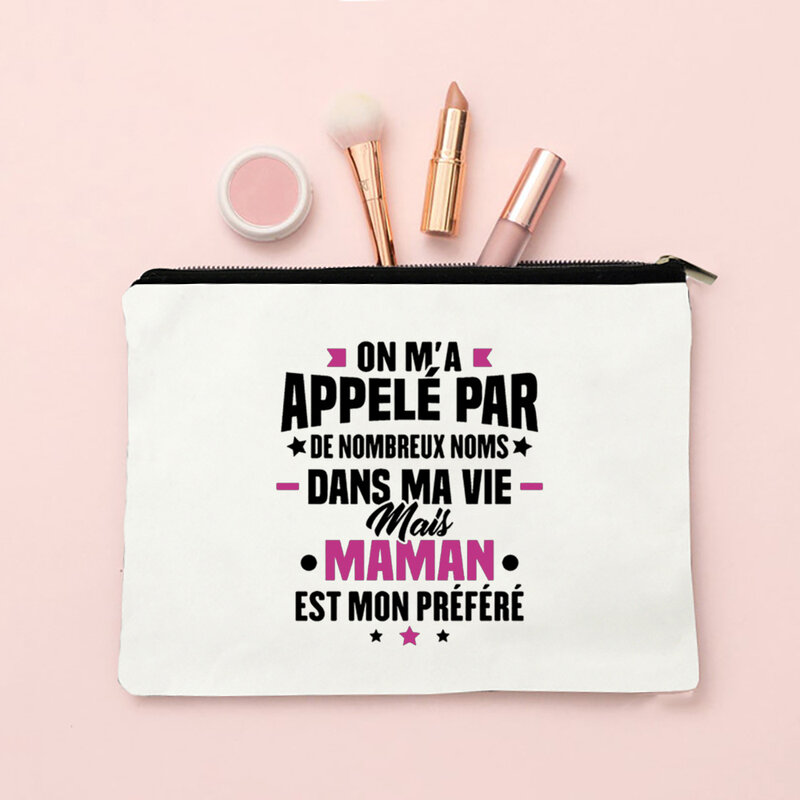 Best Mom ภาษาฝรั่งเศสคำพิมพ์กระเป๋าใส่เครื่องสำอางค์ผู้หญิงแต่งหน้ากระเป๋า R หญิงล้างกระเป๋าเก็บของขวัญวันแม่ Travel จัดระเบียบ