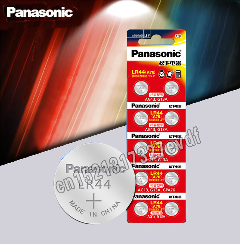 Panasonic 10 Buah Baterai Koin Lithium Baterai Sel Tombol 1.5V A76 AG13 G13A LR44 LR1154 357A SR44 100% Asli