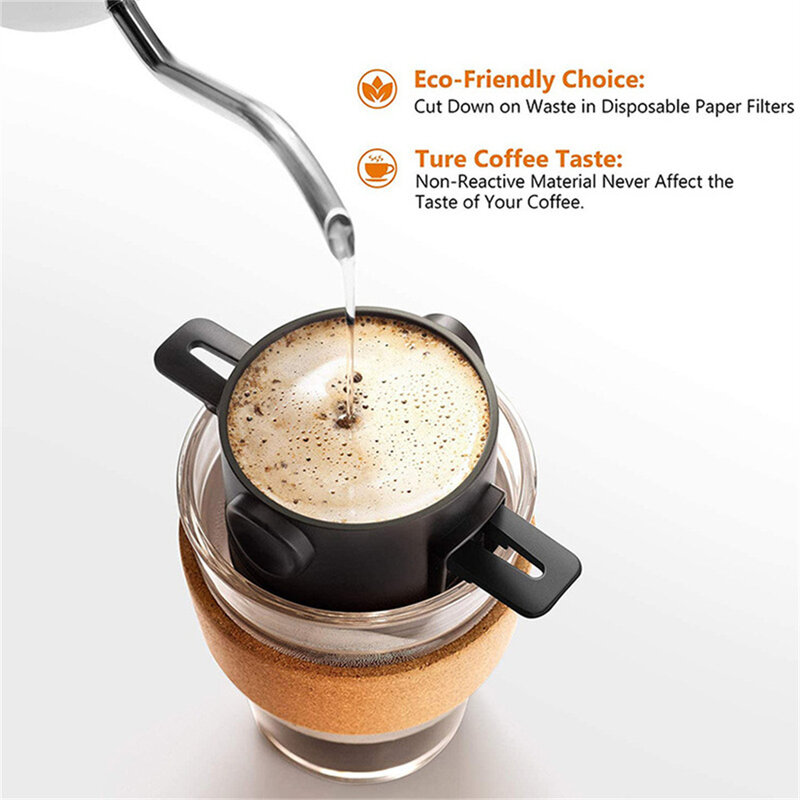 Filtro de café portátil dobrável mini gotejamento café chá titular funil 304 reutilizável aço inoxidável chá infusor suporte café dripper
