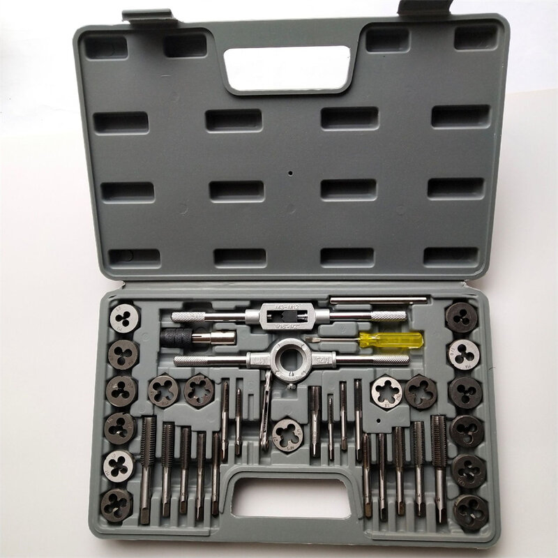 M3-M12 Tap And Die Set 40 In 1 Male Thread Female Drill Screw Threading Kit Key Mechanical Workshop Professional Tools Machine