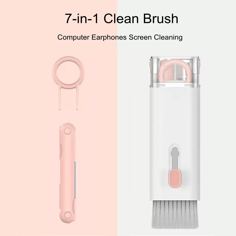 Cepillo de limpieza 7 en 1 para teclado de ordenador, Kit de cepillo de limpieza de auriculares, Herramientas de limpieza de teléfonos, iPad, extractor de teclas