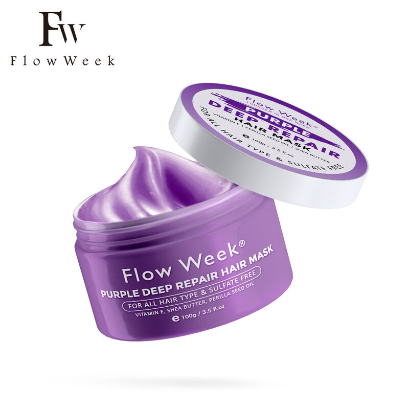 Flow Week-Mascarilla reparadora para el cabello, mascarilla para el cabello con acondicionamiento profundo, tratamiento mágico para cabello seco y dañado, color morado