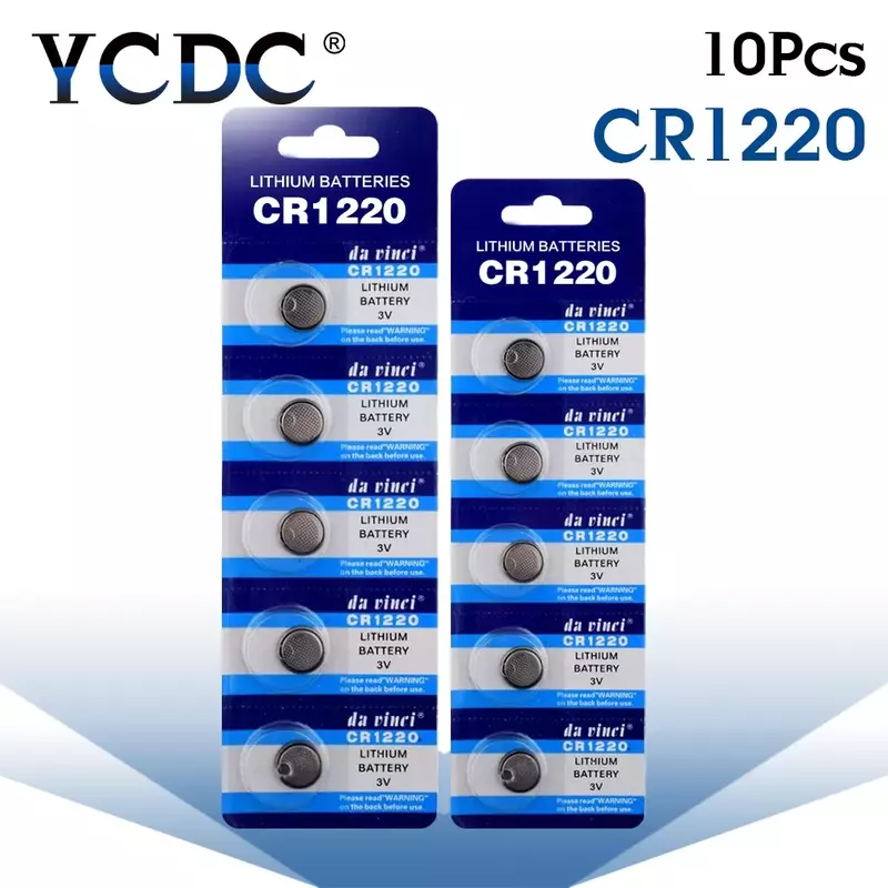 10pcs/pack CR1220 Lithium Button Battery DL1220 BR1220 LM1220 Cell Coin Batteries 3V CR 1220 For Watch Electronic Toy Remote