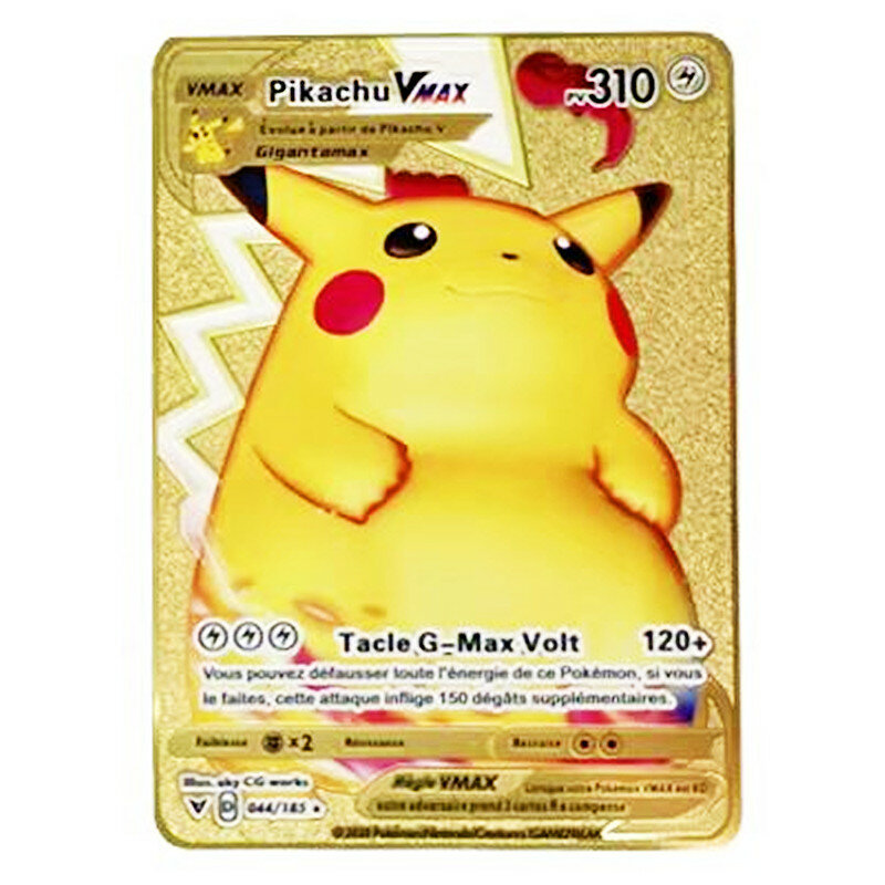 Pokemon PV French Gold Metal Megtwo Eevee GX EX Vmax Game Battle Collection Card Mainan Anak-anak Hadiah Ulang Tahun Hadiah Natal