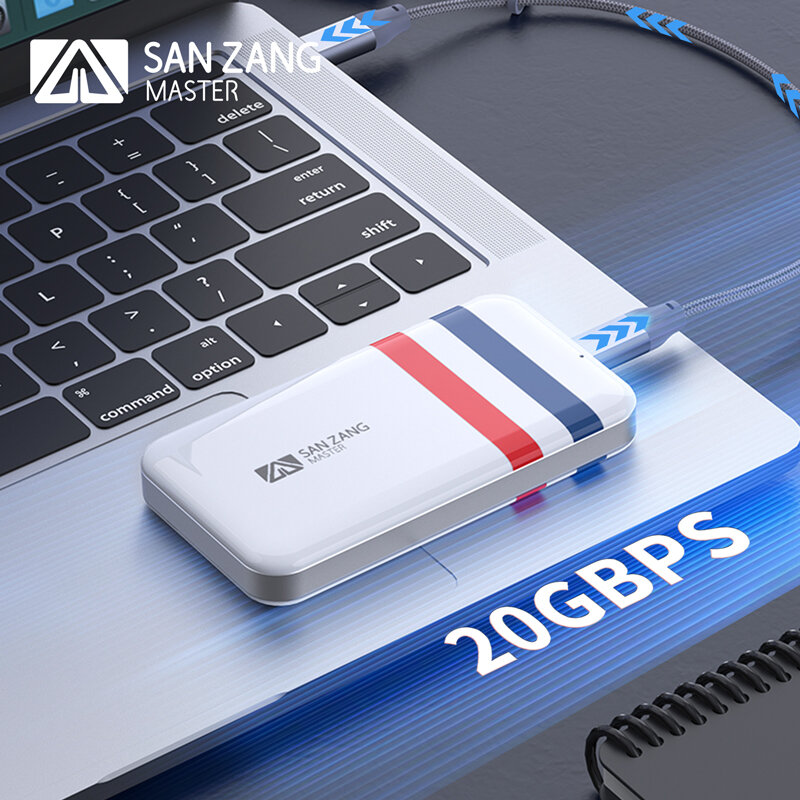 SANZANG USB 3.2 20Gbps SSD แบบพกพา External Solid State Drive 512GB/1T 2000เมกะไบต์/วินาที type-C เข้ากันได้กับ Windows/Mac OS