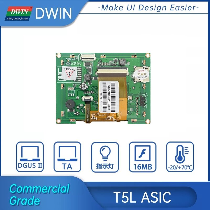 Dwin 3.5 polegada tft lcd display, 320*240 arduino hmi tela ips painel de toque inteligente, graus comerciais módulo uart, interface ttl/rgb