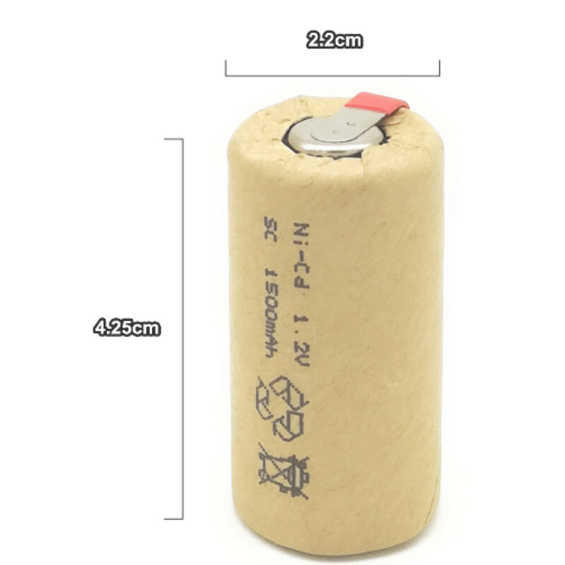 Real capacity Ni-CD1.2V 1500mAh Sub C high power 10C rechargeable battery for power tools cordless electric drill ni-cd battery