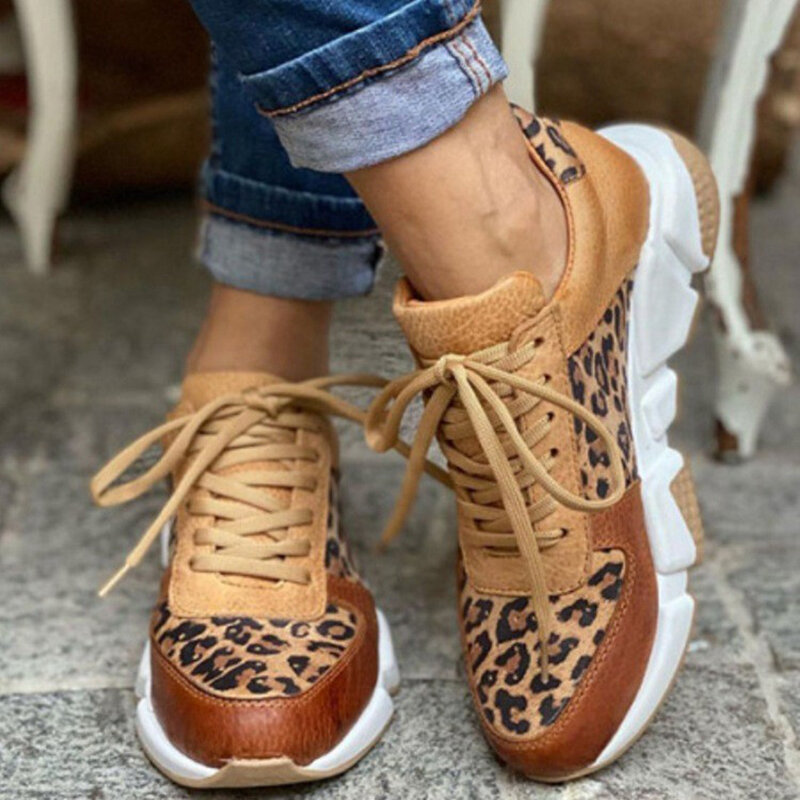 Kobiety Leopard Casual sportowe trampki damskie oddychające Slip On sportowe buty elastyczne 2022 zespół panie wulkanizowane buty platformy
