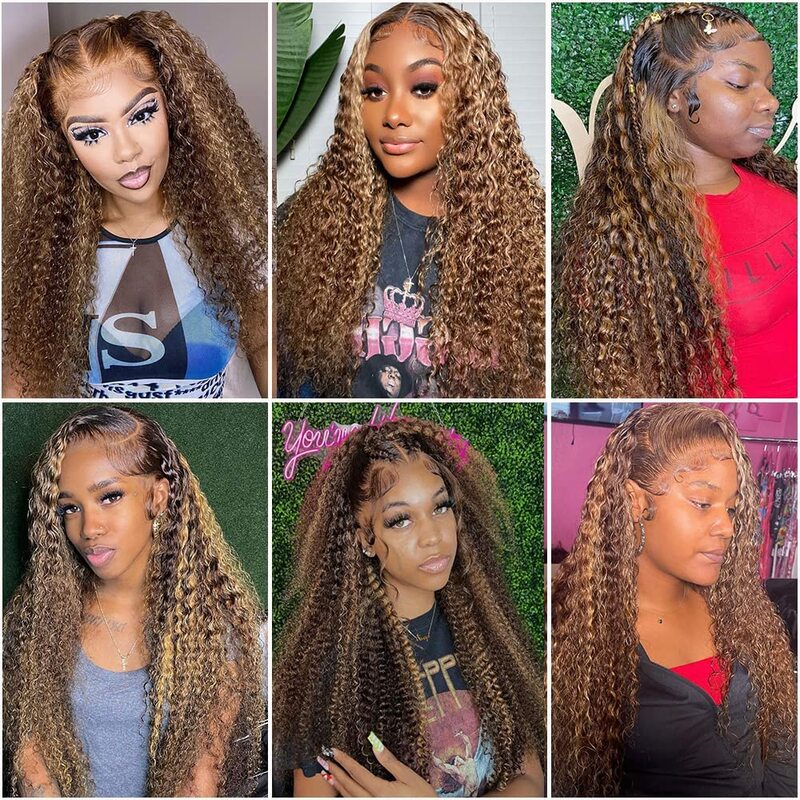 Ombre 4/27 Colored Deep Wave 13x4 13x6 Lace Frontal Wig Highlight Lace Front Human Hair Wigs Baby Hair For Women Brazilian Curly