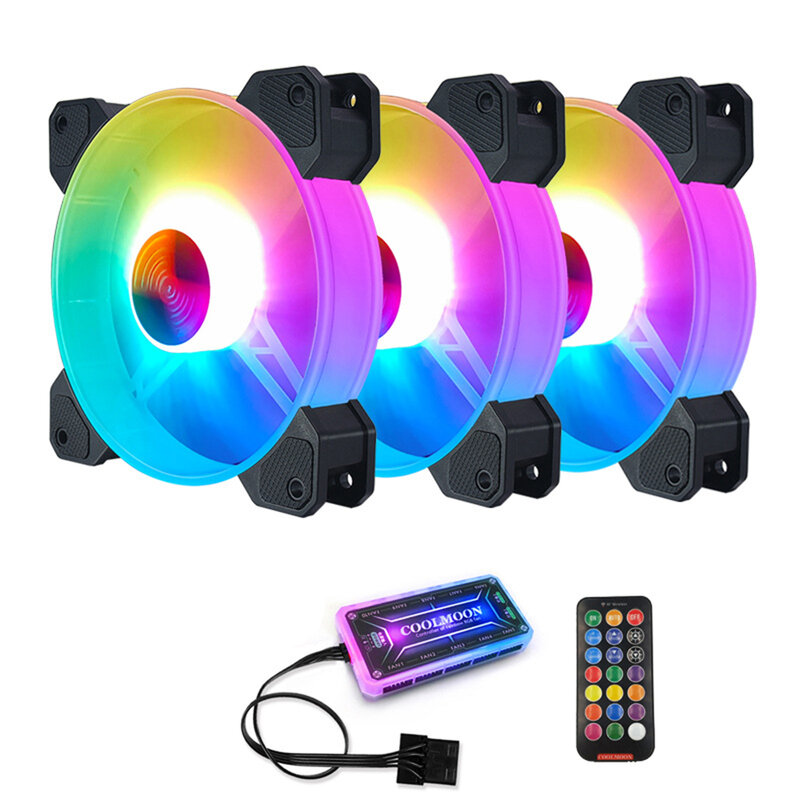 Chassis RGB Cooling Fan Quiet Radiator 120mm Gorgeous Lighting Heatsink for COOLMOON Office Caring Computer Supplies