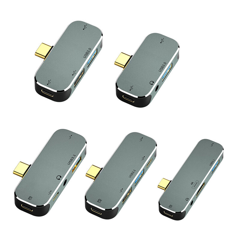 Hub multifonction 6 en 1 type-c, Jack 3.55mm PD100W, USB 3.0/USB2.0/USB3.1, prolongateur USB Compatible HDMI