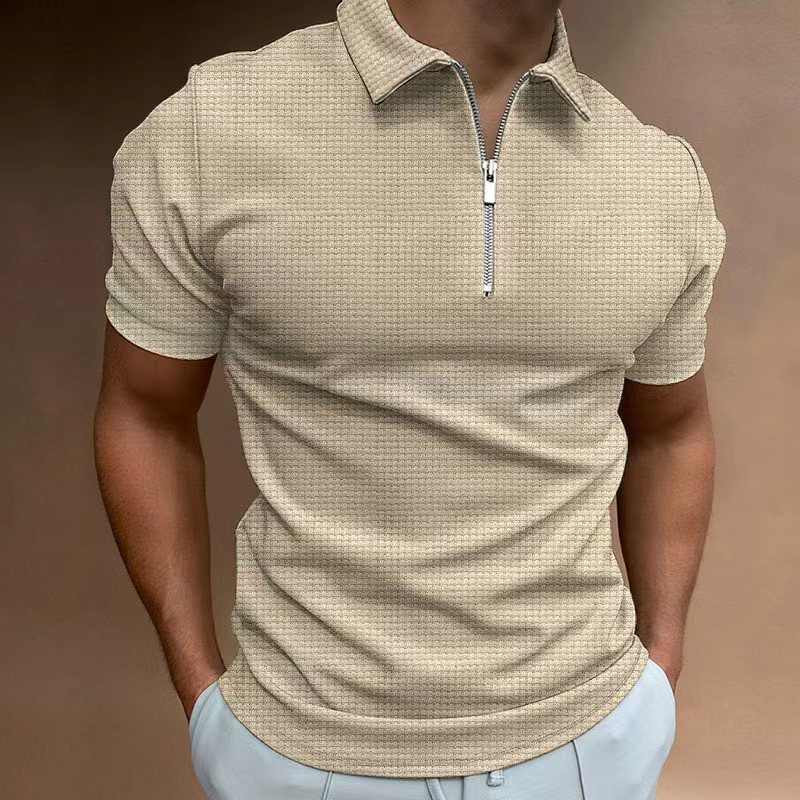 2022 homem verão de alta qualidade nova moda cor sólida polo camisa masculina casual manga curta lapela metade zíper design tendência clothin