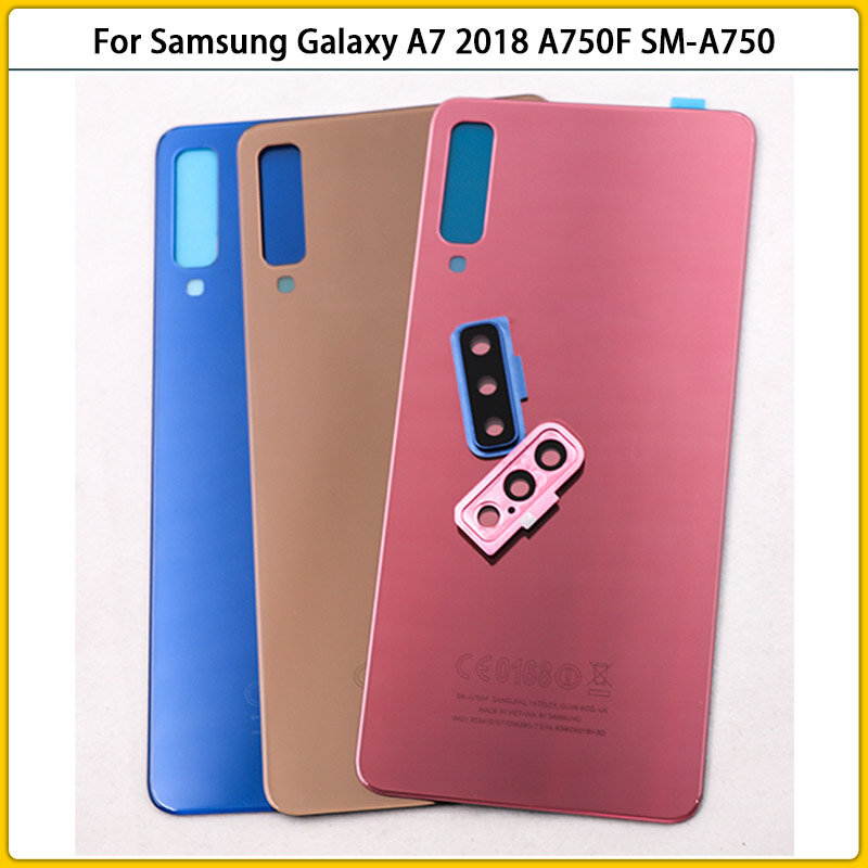Nouveau pour Samsung Galaxy A7 2018 A750 Execute F SM-A750 batterie couverture arrière A750 porte arrière panneau de verre boîtier caméra lentille remplacer