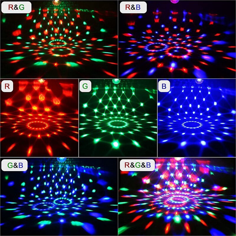 مصابيح حفلات ، RGB Dj ديسكو الكرة الخفيفة مع الصوت المنشط والتحكم عن بعد ، ضوء المرحلة لغرفة الرقص حفلات بار ، الولايات المتحدة التوصيل