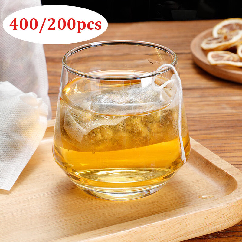 Bolsas de té desechables con filtro, tela no tejida con sello de cuerda, filtros de grado alimenticio, 400/200 piezas