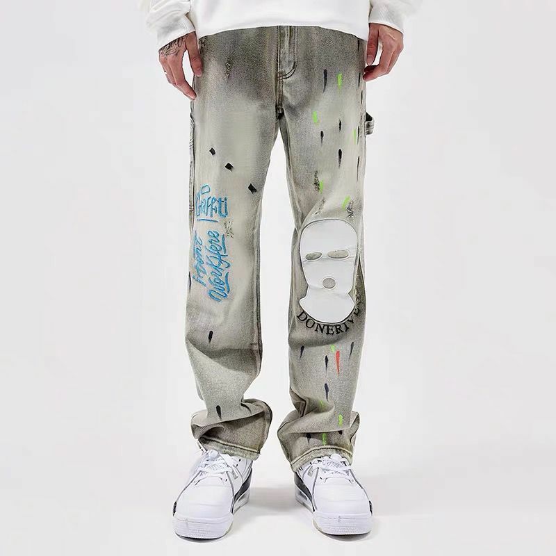 Hip-hop Rap High Street Jeans Men's Tide Brand Loose Straight American Retro Y2k Long Pants Men