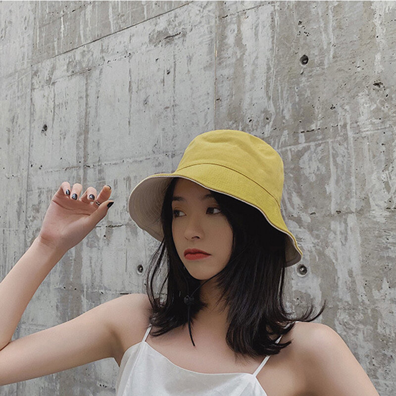 With Logo Women's Summer Fashion Two-tone Hat Double Sided Wearable Travel Hat Outdoor Sunshade Sun Hat Casual Hat