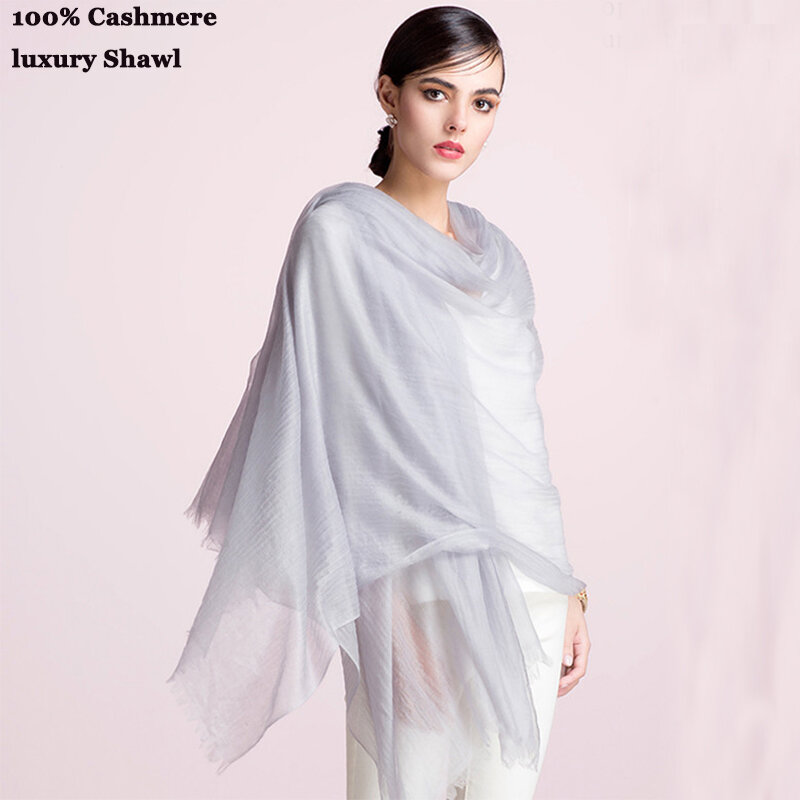100% cachecol de caxemira moda feminina macio quente grande longo fino marca de luxo sólida verão pashmina outono inverno tamanho grande xale
