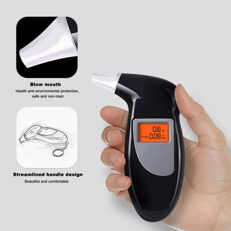 AT68 Backlight Type Alcohol Tester Alcohol Breath Tester Analyzer Detector Tester Keychain Breathalizer Device