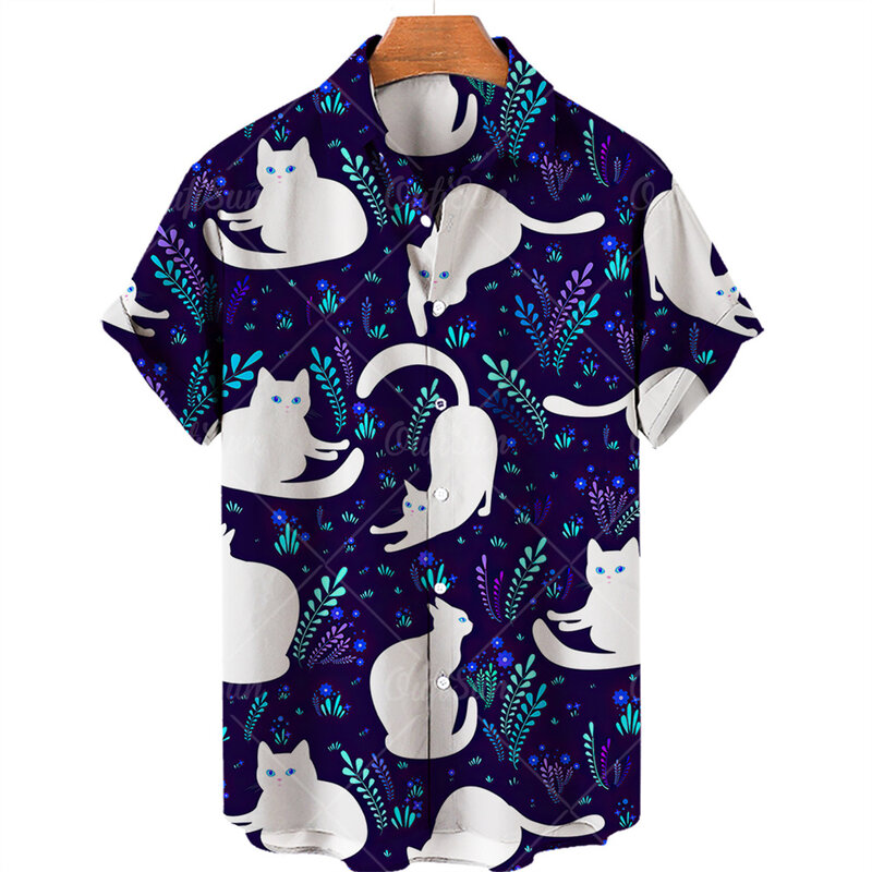 유니섹스 애니메이션 셔츠, 2022 하와이안 셔츠, 남성 여성 의류, 만화 스타일, 3d 프린트 셔츠, 여름용 루즈한 반팔 상의, 5xl 사이즈