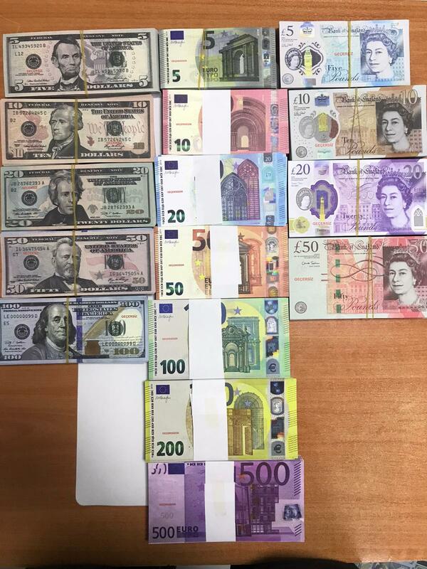 Super-billetes de tamaño real, 100 Uds., 1/5/10/20/50/100/200/500 euro, clip de Plata de Ley Inglesa, joyería de dinero falso para boda