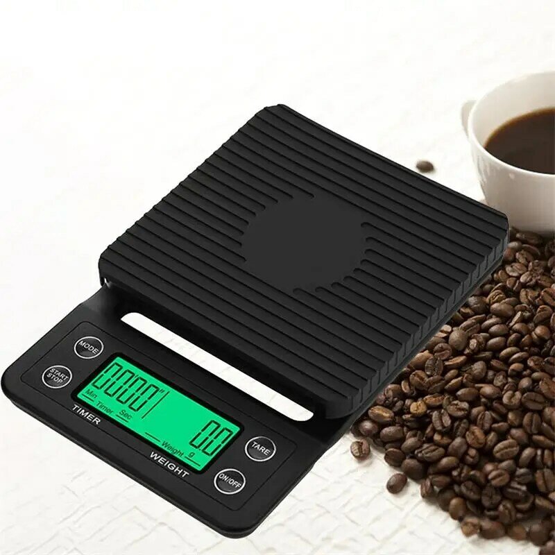 블랙 정밀 커피 드롭 체중계, 타이머 포함 커피 드롭 체중계, 디지털 주방 체중계 고정밀 LCD 체중계, 0.1g, 1 개