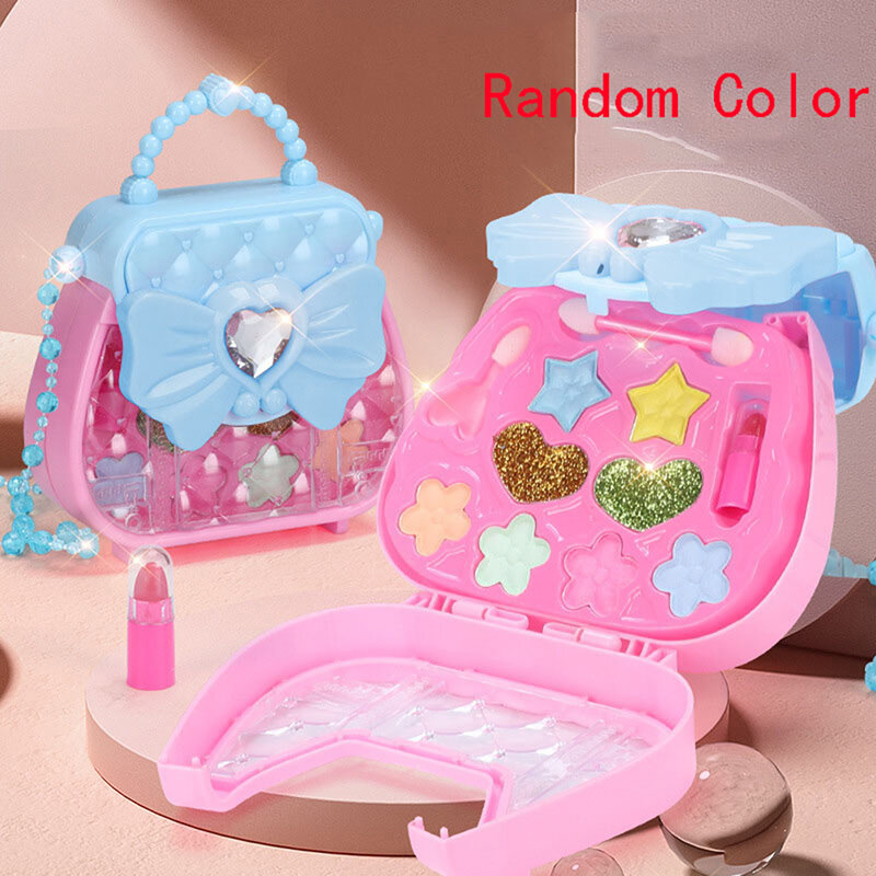 Caja portátil de maquillaje para niños, juguete de simulación de princesa, cosméticos, lápiz labial, sombra de ojos, rubor, no tóxico
