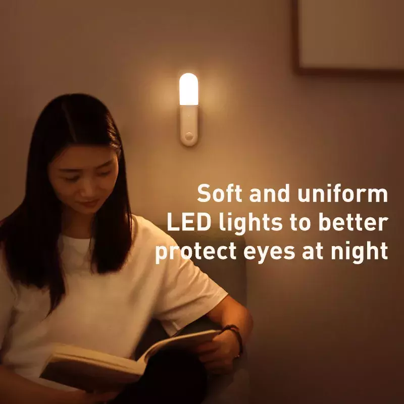 Baseus-Luz Led nocturna con Sensor de movimiento, lámpara de inducción de cuerpo humano, recargable por USB, para pasillo