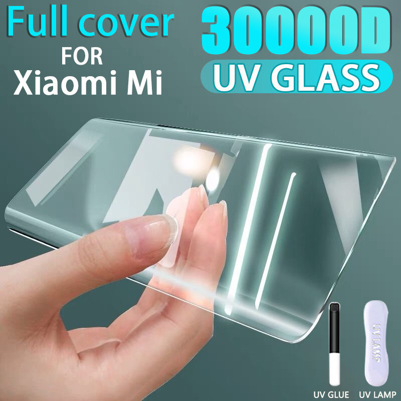 Cover Penuh Kaca Tempered UV untuk Xiaomi Mi 11 Ultra Note 10 Lite Mi10 Pelindung Layar untuk Mi11 Pro Mix 4 Mi 10Ultra Note 10Pro