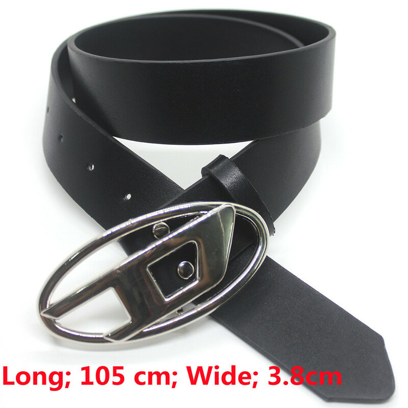 The New Oval Metal Letter Buckle Male and Female PU Decorative Belt Fashion Luxury Design Personality Versatile Denim Belt