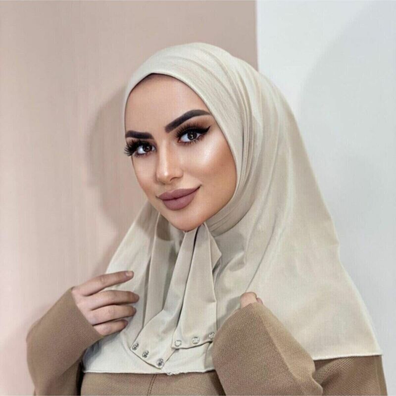 Hijab pronto com prendedor respirável muçulmano headscarf bonnet simples pescoço cabeça xales turbante chapéu de mulher islam sob boné