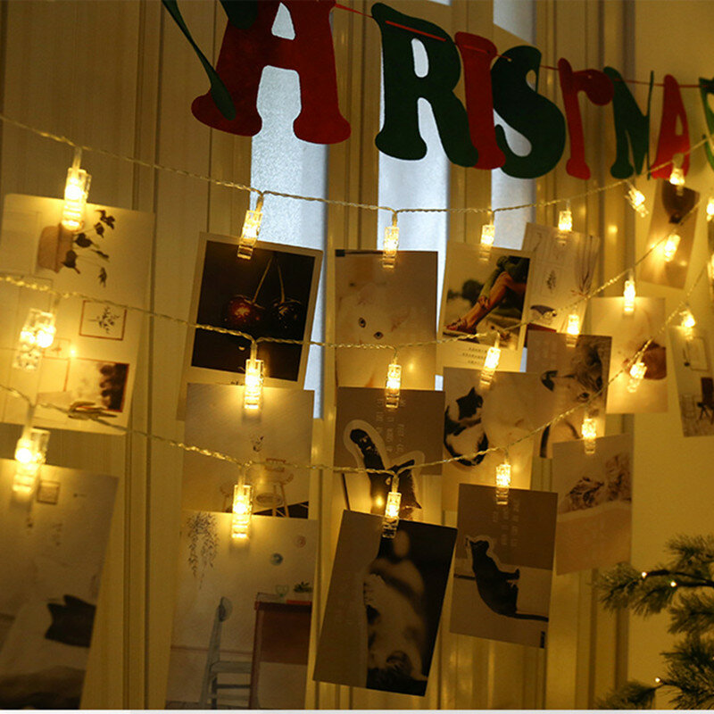LED سلسلة أضواء 5 متر/10 متر صور كليب الجنية أضواء في الهواء الطلق بطارية الطاقة جارلاند عيد الميلاد الديكور للمنزل حفل زفاف ديكور