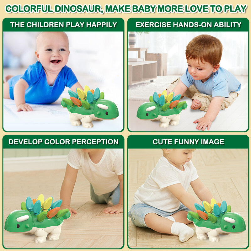 Jouet éducatif Montessori pour bébé, entraînement à la motricité Fine, concentration, jeu à main, yeux, dinosaures, tri des couleurs et des nombres, emboîtement