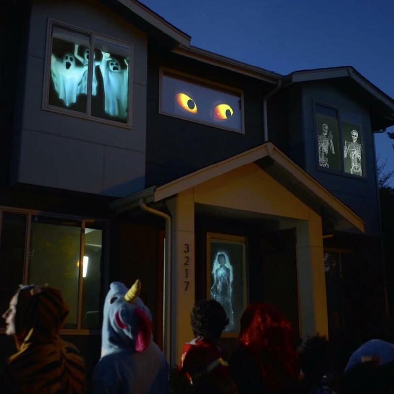 Proyektor Laser Halloween Natal Proyektor Jendela Wonderland 12 Film Proyektor Home Theater Mini Dalam Ruangan Luar Ruangan untuk Anak-anak