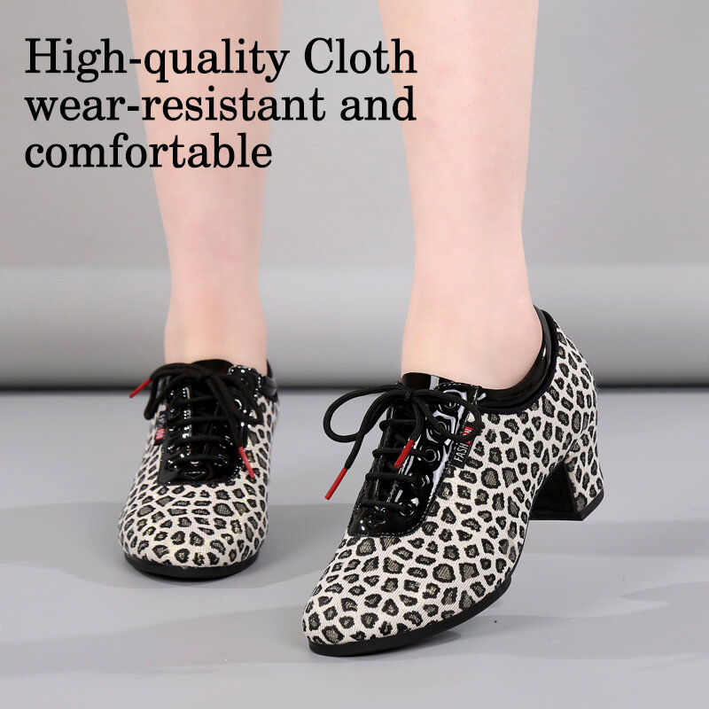 DKZSYIM-zapatos de baile latino para mujer, zapatillas modernas de Tango, Jazz, para baile al aire libre, con estampado de leopardo, SIZE34-41