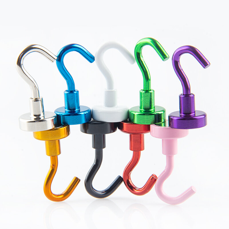 2PCS Multicolor Magnetic Hooks Magnet Bracket Wall Suction with Metal Hook Holder Hanging Hanger Hardware Magnetic Tool