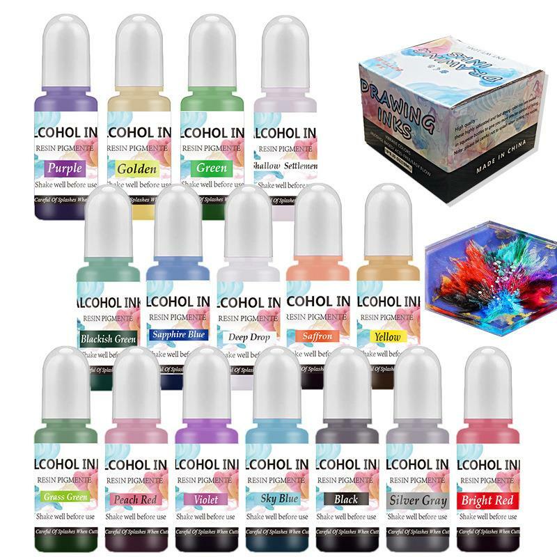1 Set Diffusion Resin Pigment Kit Art Ink Alcohol Liquid Colorant Dye DIY Epoxy Resin Mold Jewelry Making Epoxy Color Pigment