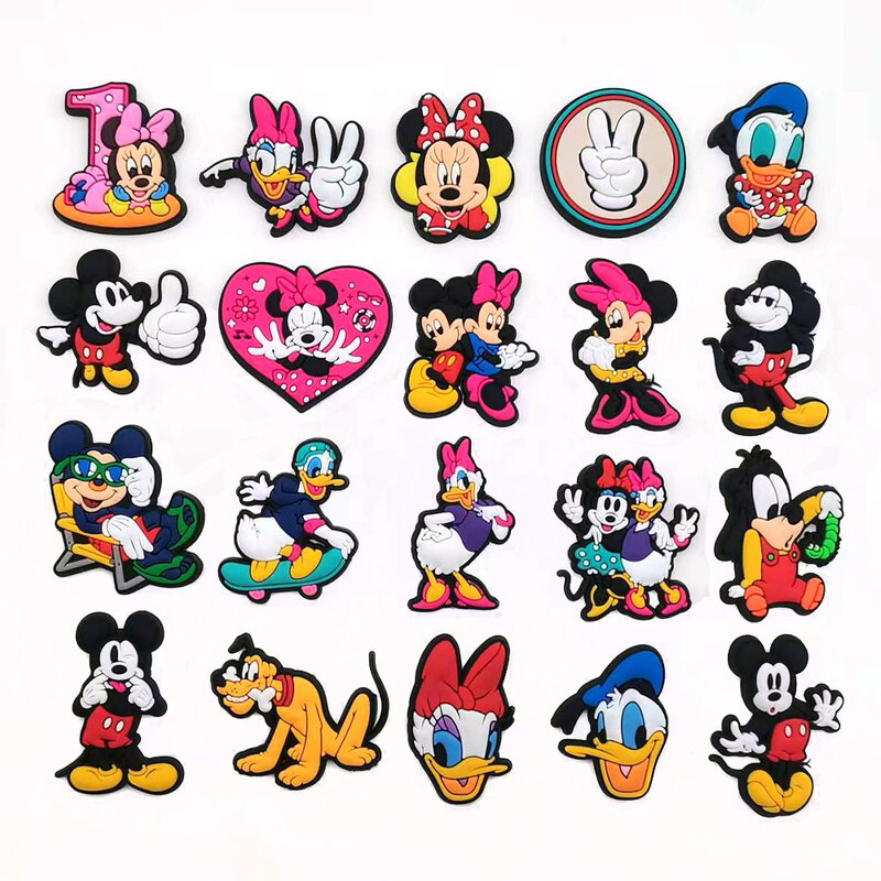 3-20 buah aksesori sepatu tikus tikus lucu Charm kartun Disney Charms sandal PVC gesper dekorasi untuk hadiah favorit anak laki-laki