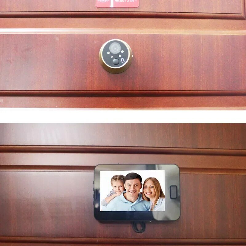 Topvico Kamera Pintu Lubang Intip Layar Warna 4.3 Inci dengan Bel Pintu Elektronik Lampu LED Video Pintu Penampil Video-Mata Keamanan Rumah