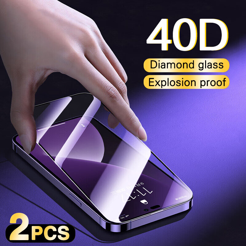 40D Pelindung Layar Penutup Penuh Kualitas Tinggi untuk iPhone 14 13 12 11 PRO MAX Kaca Tempered untuk Iphone XS XR X14 13 12 Mini Plus