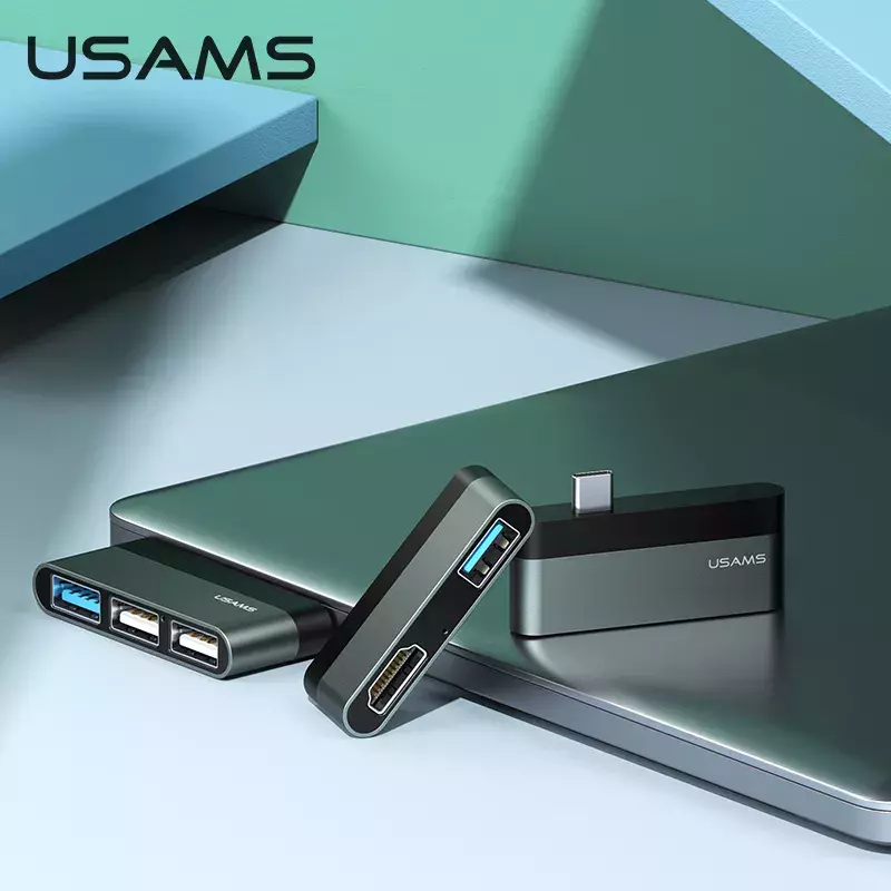 USAMS Type C Cable Mini Hub USB 3.0 2.0 Hub Multi USB Splitter Adapter For iPad Pro Laptop Phone PC USB Hub Expander High Speed