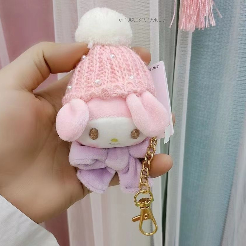 Sanrio Kuromi Hallo Kitty Keychain Anime Plüsch Figur Cinnamoroll My Melody Kawaii Puppe Tasche Anhänger Zubehör Decor Nette Spielzeug