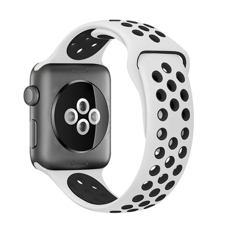 Correa de silicona para Apple Watch, pulsera transpirable de 44mm, 40mm, 42mm, 38mm, 40mm, 44mm, serie iWatch 3, 6, 5, 4 SE, 7, 45mm, 41mm