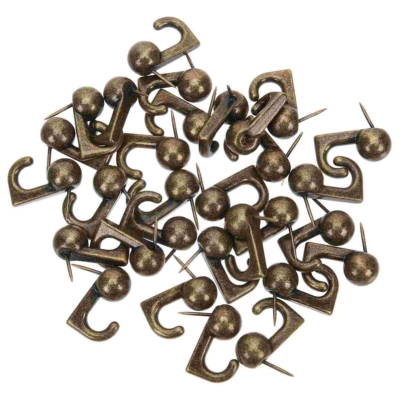 Liga de zinco Thumb Tack Ganchos, Metal Nail Push Pin Imagem, Chaves Decorativas, 2x1cm, 30 Pcs
