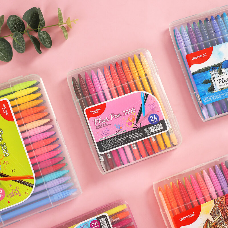 JIANWU-Set de bolígrafos de colores Monami 3000 plus, conjunto de plumas de acuarela, línea de gancho, suministros de arte, 48 colores caramelo, 0,4mm