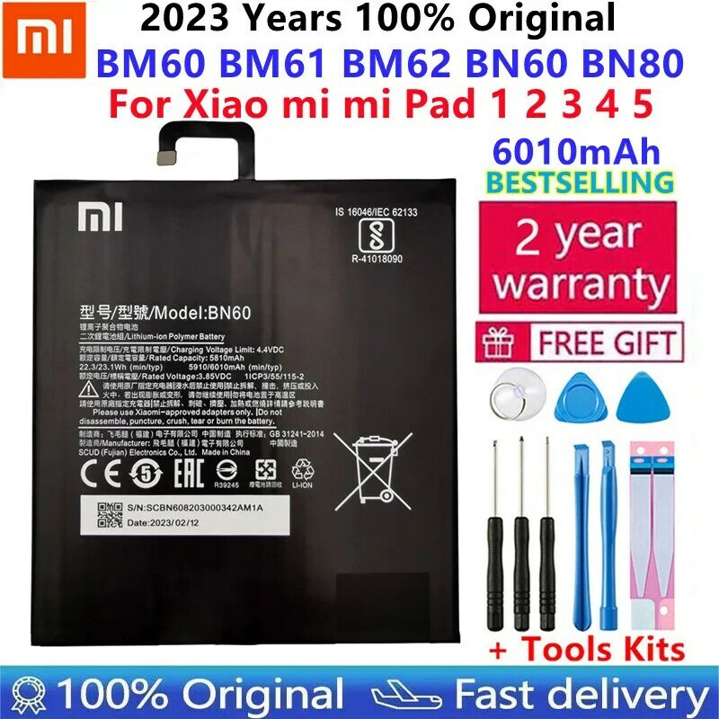Baterai Pengganti Tablet Asli Xiaomi Mi 100% untuk Xiaomi Pad 1 2 3 4 4 Plus Mipad 1 2 3 4 4 Plus Baterai Kapasitas Tinggi + Alat