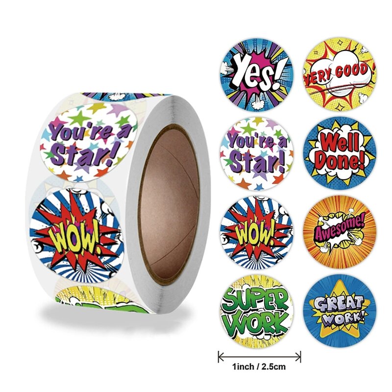 50-500 pçs adesivos para crianças professor recompensa adesivos escola sala de aula suprimentos animais redondos incentivar adesivos