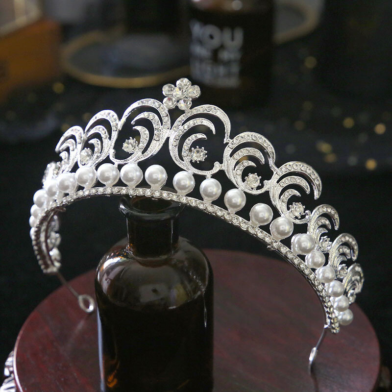 Bridal petite hair accessories pearls bow head jewelry Zircon