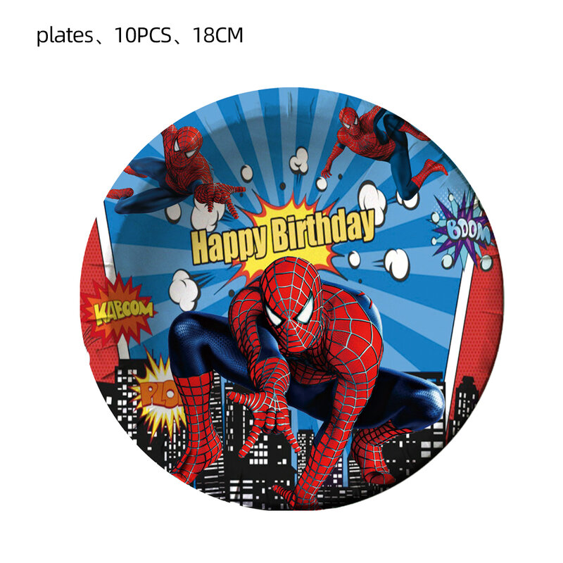 Украшения для дня рождения Человека-паука, одноразовая посуда, наклейки, флаги, Детские праздничные принадлежности для мальчиков