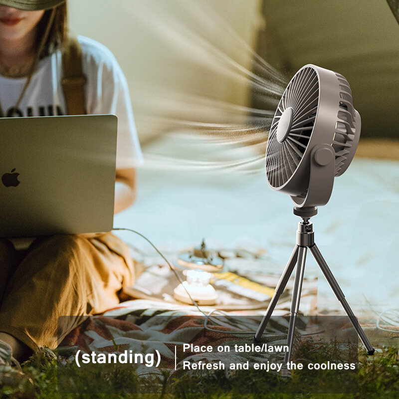 Remote Control Floor Table Air Cooler Mini Portable Ceiling Fan 360° Rotation 3-speed Wind Wireless for Camping Home Night Light